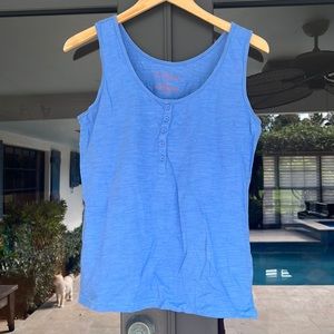 Love Hanna Henley Style Tank Top in Blue Size Medium